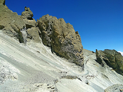 Hügel, Manang Hügel, gefährliche Hügel Weg, Erdrutsch Weg, Nepal-Hügel, Nepal-Landschaft