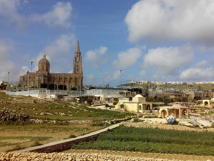manzara, Malt, Katedrali, çim, evleri