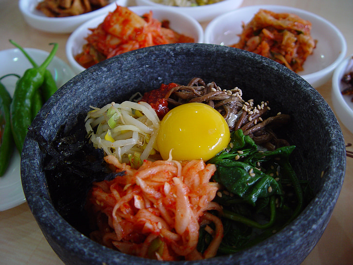 음식, 비빔밥, 반 찬, 아시아, 야채, 식사, 미식가