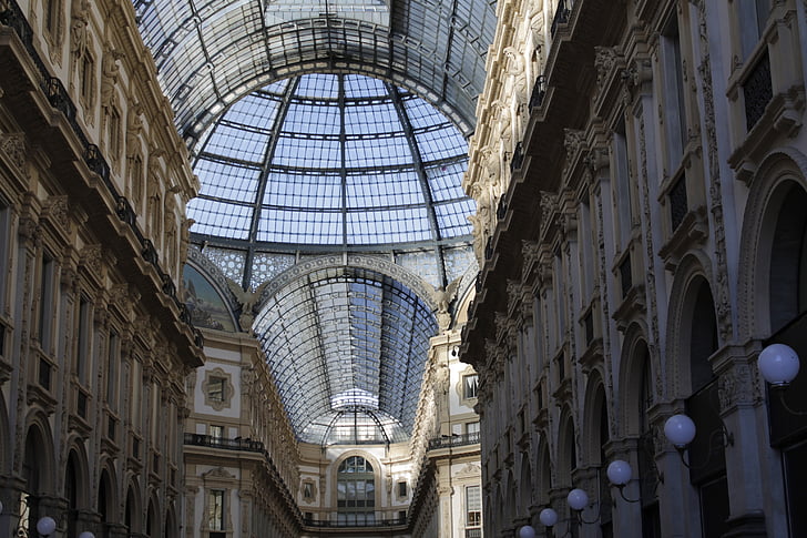 arhitektuur, Milano, katuse, kaasaegne, shopping