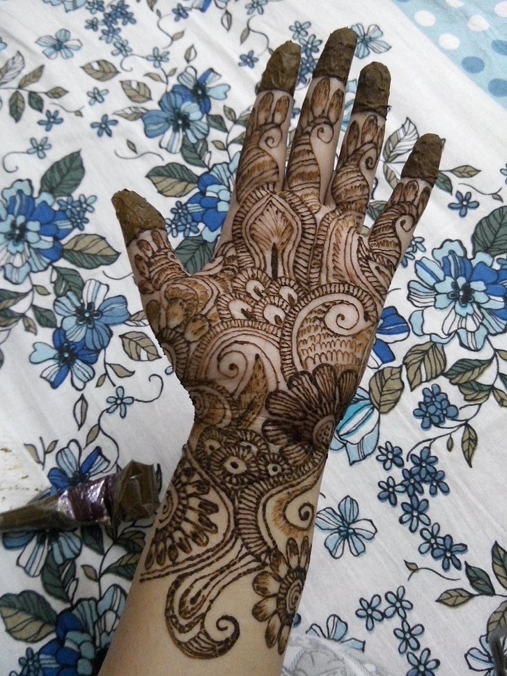 mehendi, alheña, tradicional, tatuaje, India, arte, patrón de