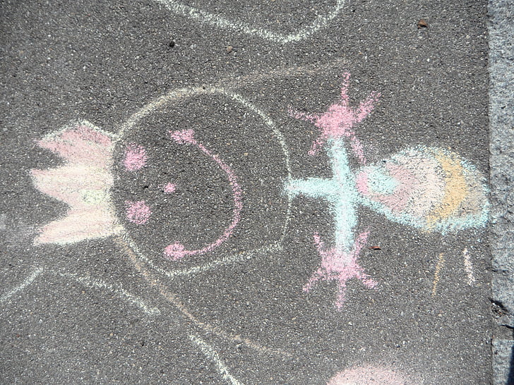 nens de dibuix, princesa, carrer guix, pintura, humà, guix, figura