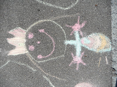 деца чертеж, принцеса, улицата креда, живопис, човешки, креда, фигура