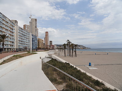 benidorm, beach, walk, promenade, mediterranean, east, sea