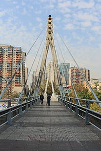 híd, mérnöki, ív, kék ég, híd - ember által létrehozott építmény, függőhíd, híres hely