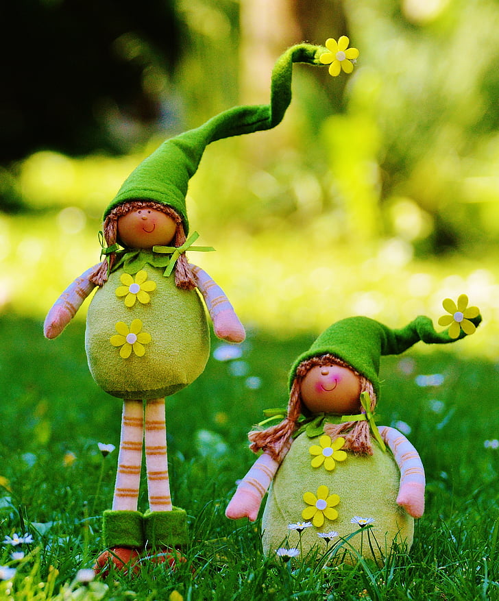 spring imp, dwarfs, funny, cute, sweet, meadow, imp