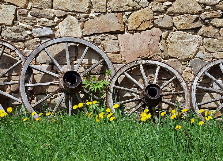 Wagon wheel, wiel, wielen, spaken, houten wiel, antieke, wiel naaf