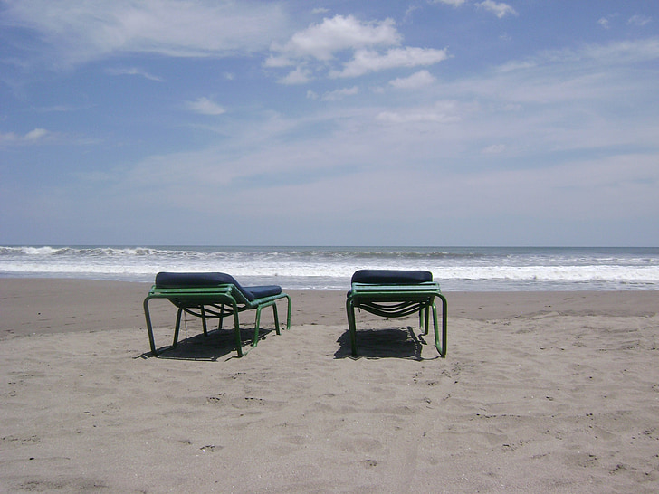 beach chairs, beach, costa, almond, horizon