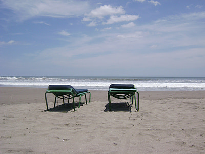 ležalniki, Beach, Costa, mandljev, obzorje