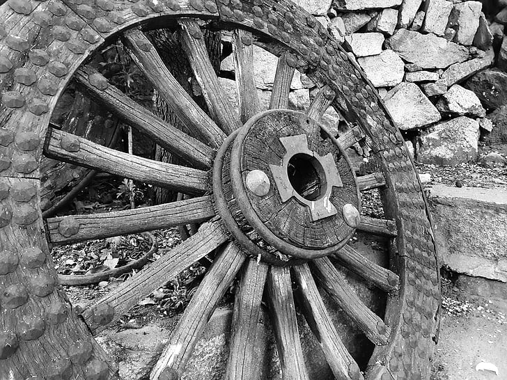 wheels, old, wood, still life, che gulu, nostalgia