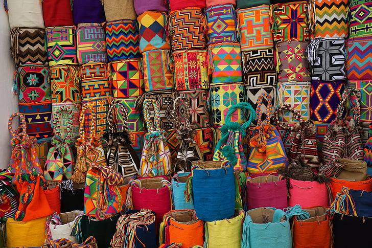 túi xách, thị trường, kartagena, đầy màu sắc, thị trường đường phố, làm bằng tay, Theo truyền thống