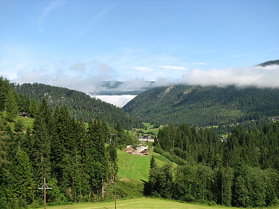 núi, Alpine, đám mây, bầu trời, sương mù, màu xanh, Thiên nhiên