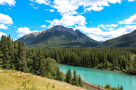 mũi tàu sông, Banff, Alberta, Canada, rừng, núi, giao thông vận tải