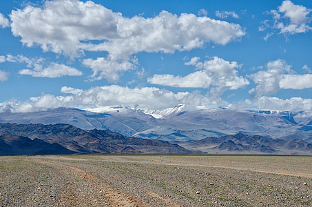 Монголия, пустыня, Гоби, облака, небо, Лето, степь