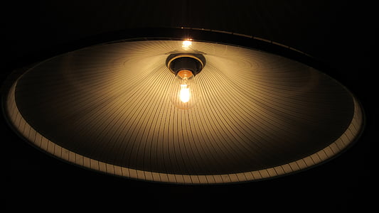 lampshade, bóng đèn, đèn, ánh sáng, tối, chiếu sáng, đèn trần