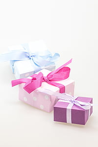 három, válogatott, ajándék, dobozok, Születésnap, Karácsony, színes