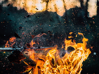 Blaze, brasa, explosão, fogo, flama, em chamas, quente