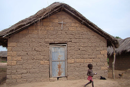 Gereja, Afrika, anak, hitam, kemiskinan, penderitaan