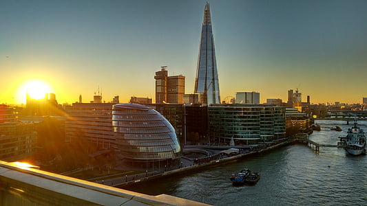 Londýn, západ slnka, rieku Temža, reflexie, Veľká Británia, Anglicko, zaujímavé miesta