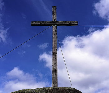 szczyt, Krzyż, szczytu krzyż, góry, Austria, niebo