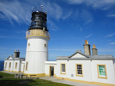 sumburgh head, shetland islands, scotland, lighthouse, sky, where, clouds
