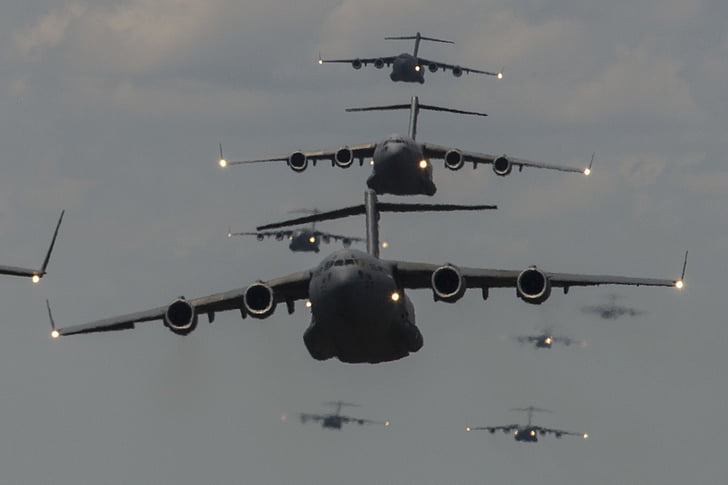jets de militaires, Flying, é.-u., c-17, Globemaster, Cargo, avion