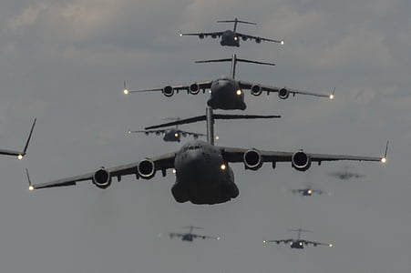 aviões militares, voando, Estados Unidos da América, c-17, Globemaster, carga, avião