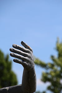 mano, metal, escultura, estatua de, arte, obra de arte