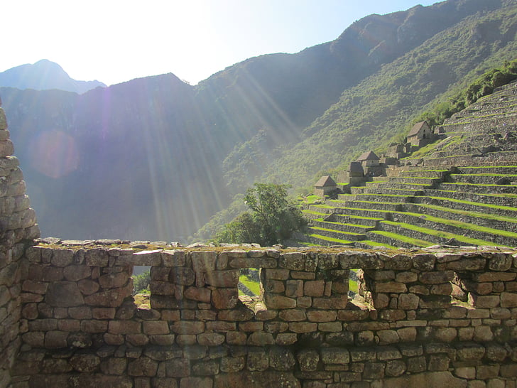 Machu picchu, Pérou, village, montagnes, Incas, terrasses, culture