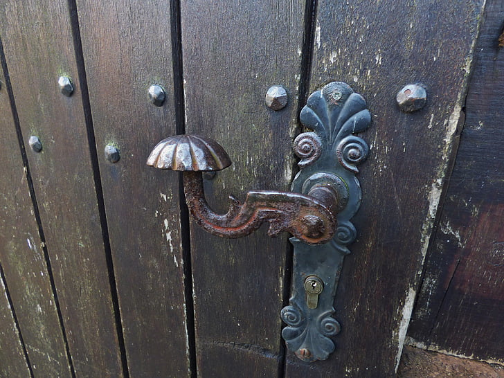 heck, old door handle, atmosphere, lock, mill door, architecture, fittings