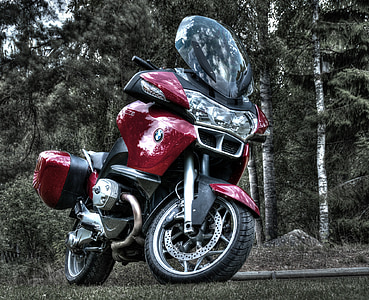 motorbike, bmw, motorcycle, tour bike, transportation, bike, red