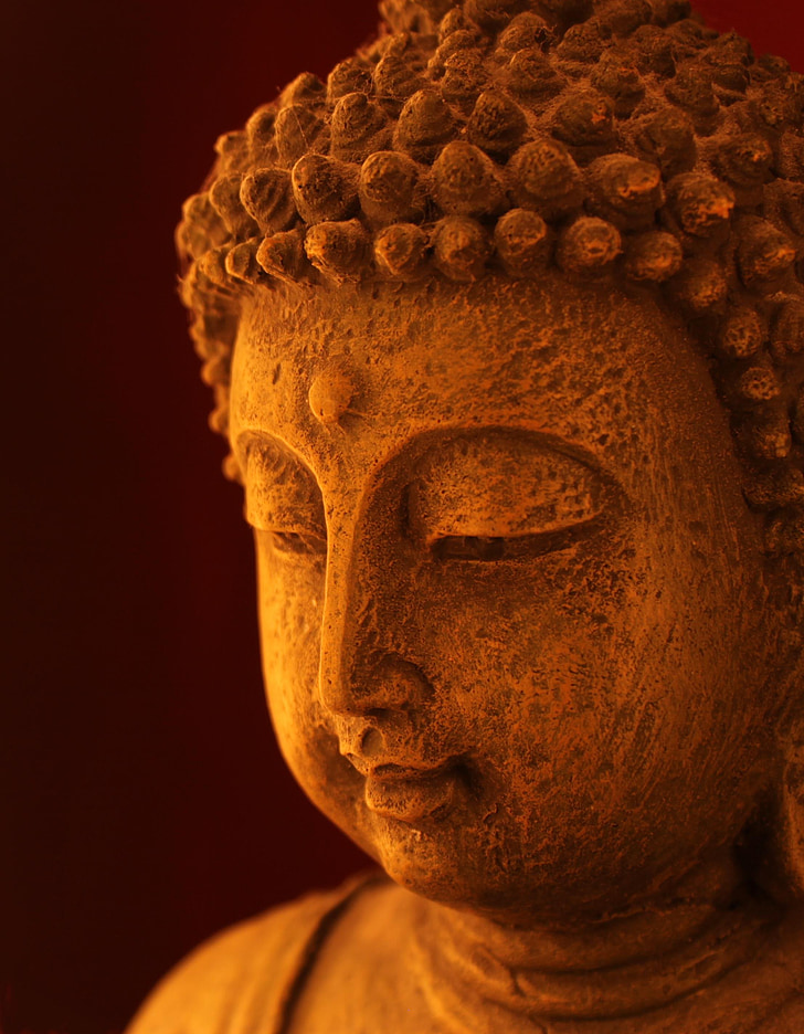 mudrost, Zen, Meditacija, budistički, mir, lice, kip