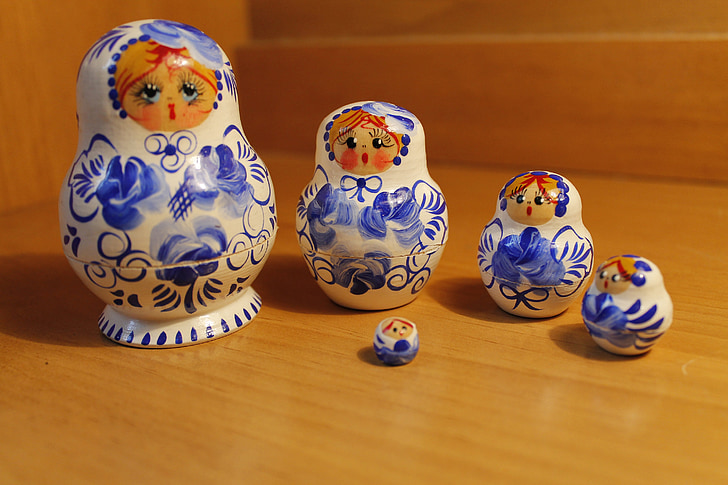 Russian doll, Russische toy, pop, speelgoed, Russisch, handgemaakte