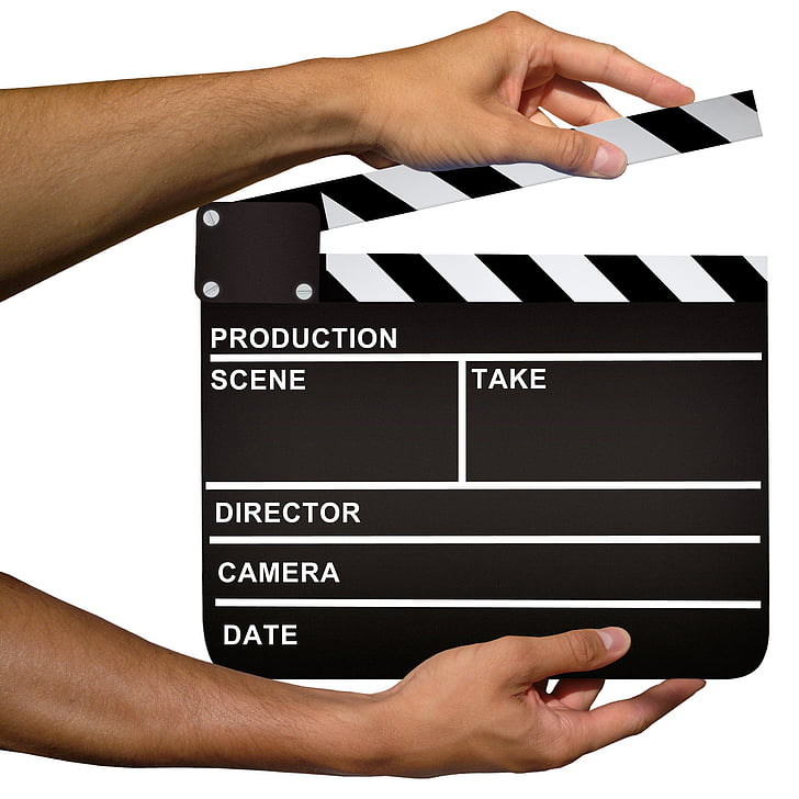 clapper, hollywood, cinema, board, production, clapperboard, video