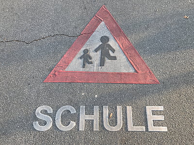 traffic sign, road, note, asphalt