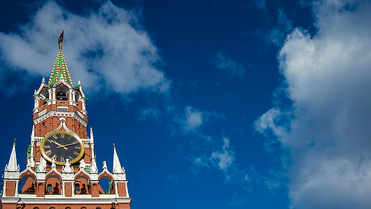 awan, Kremlin, Moskow, Rusia, langit, Menara Spasskaya