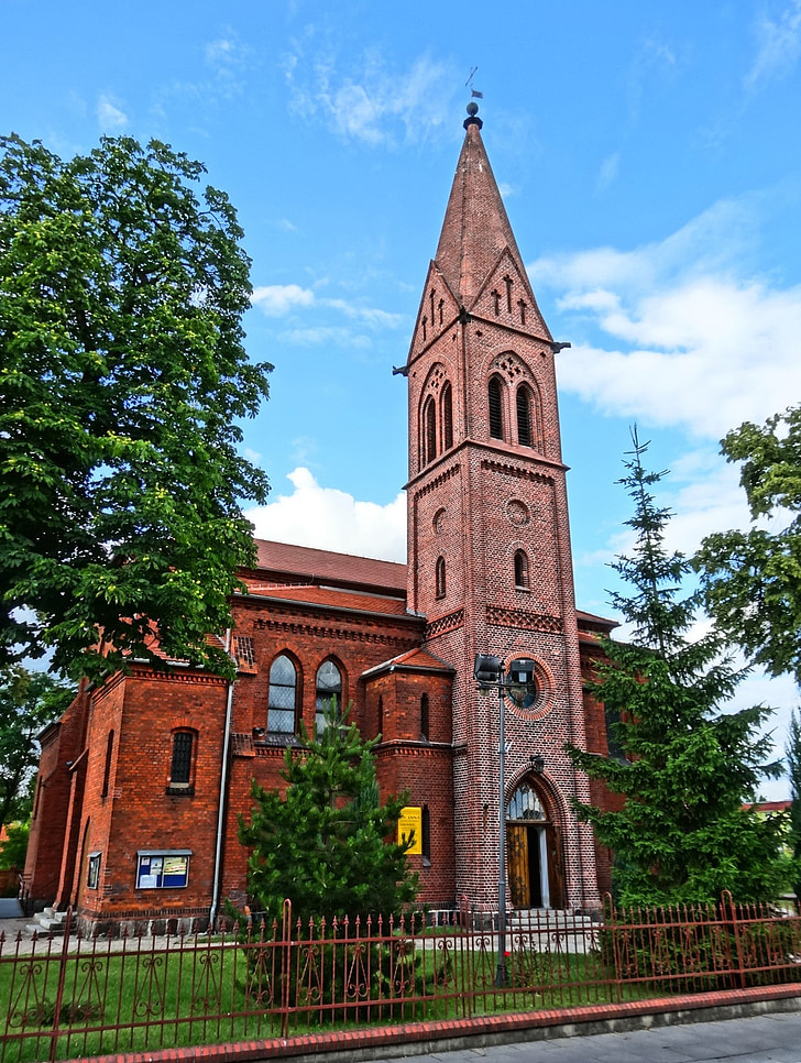 Šventasis Jonas evangelistas, bažnyčia, Bydgoszcz, bokštas, Lenkija, Krikščionybė, religinių