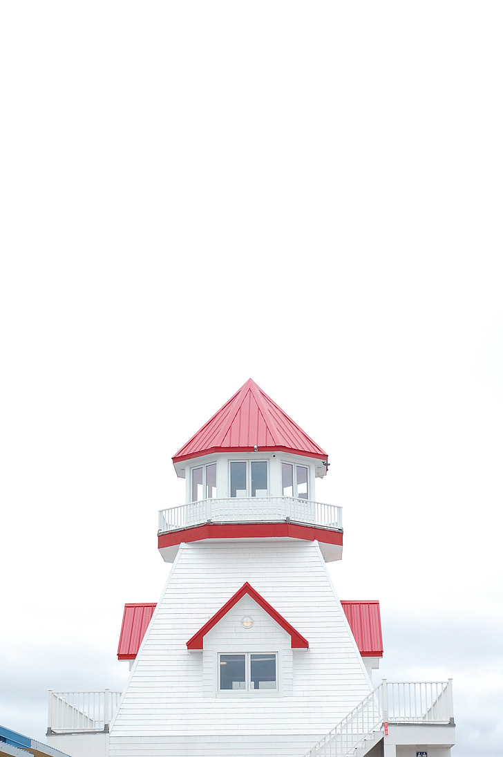 lighthouse, isolated, roof, top, white, nautical, ocean
