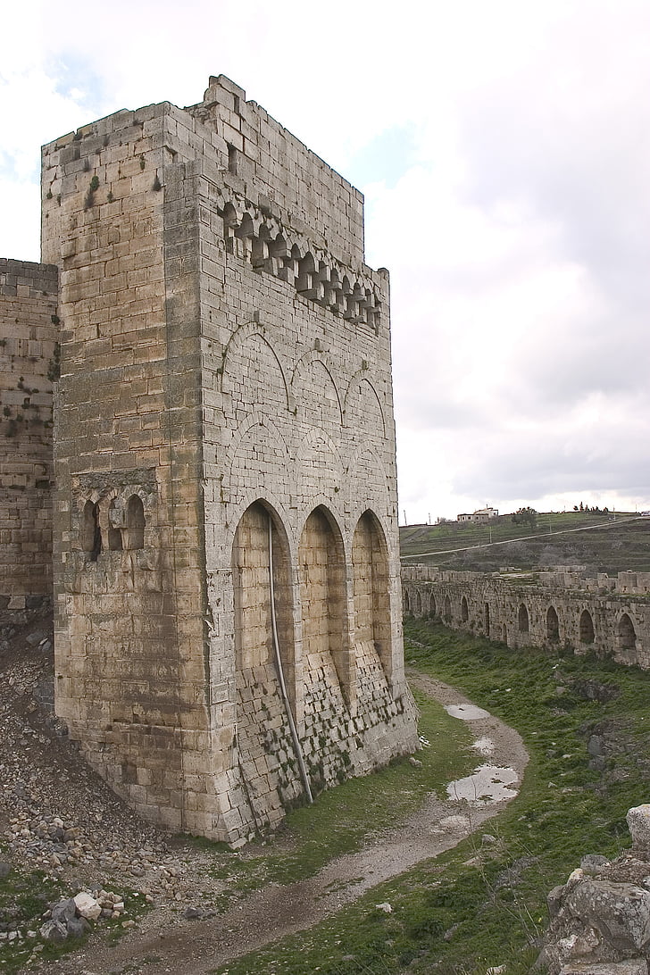 Krak av chevaliers, korsfarer, Syria, antikke byer