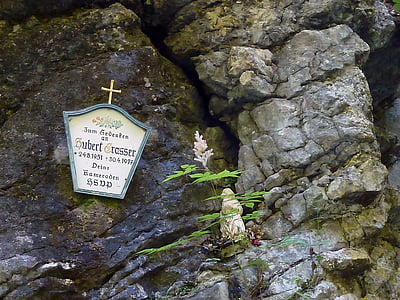 wayside cross, remembering, religious, maria statue, rock wall, stone formation, monuments