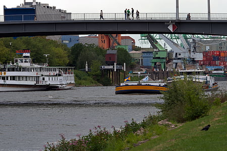 Mannheim, Neckar, Ponte, nave