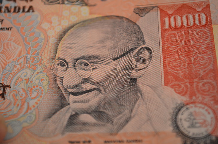 rupií, Mahátma Gándhí, tisíc, bankovka, Bill, peníze, 1000