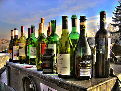 alkolismus, pudelid, klaas, konteiner, klaaspurk, alkoholi, jook