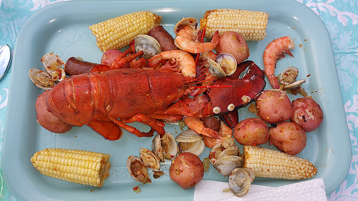 lobsters, shrimp, seafood