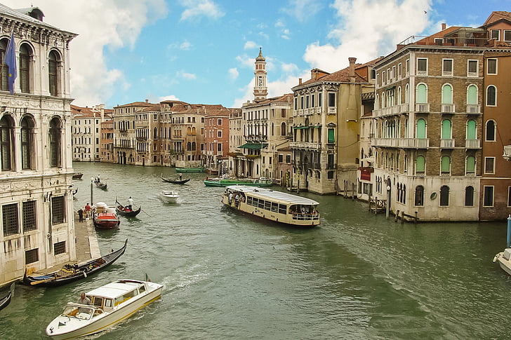 Venedig, Venezia, Italien, italiensk, båd, krydstogt, turister