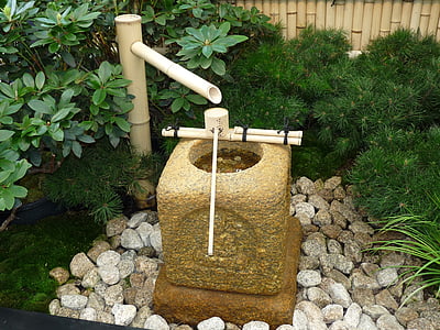 fontein, water, Waterfontein, dienbladen, Tuin, stenen, bamboe
