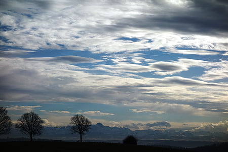nubes, secador de pelo, nubes de Föhn, vista lejana, naturaleza, nube - cielo, cielo