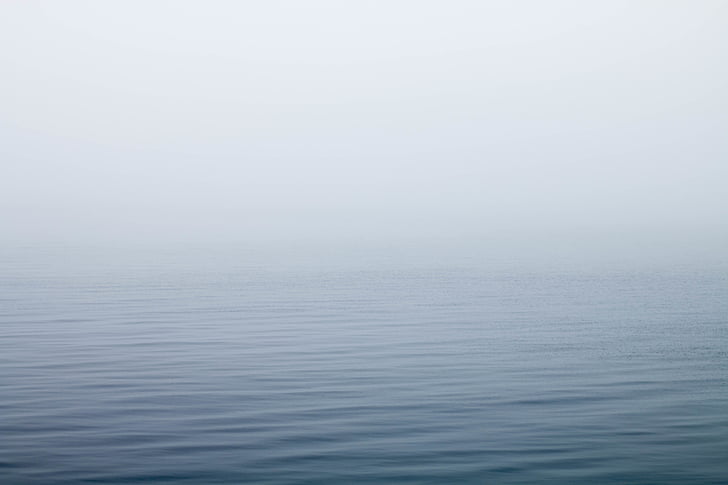 corps, eau, mer, océan, calme, nature, brouillard