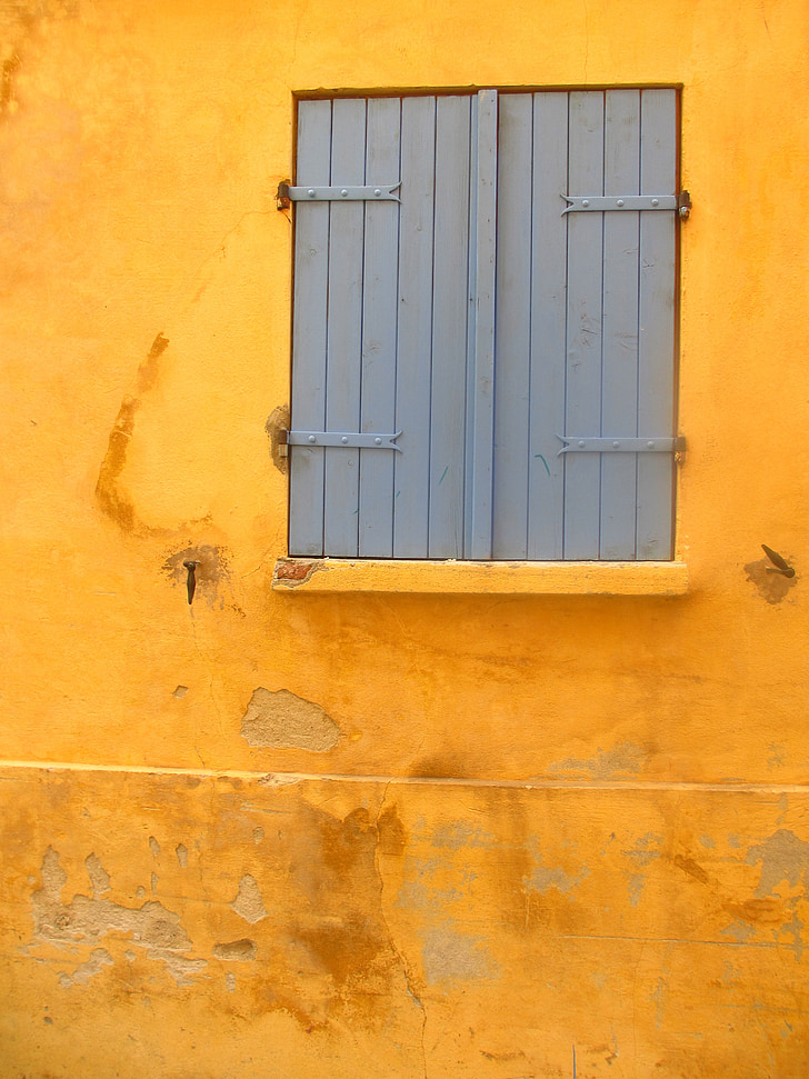 groc, finestra, obturador, casa, nucli antic, façana, arquitectura