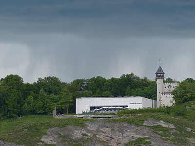 Mönchberg, Muzej sodobne, Salzburg, Delno oblacno, nevihta, dež, Pršec
